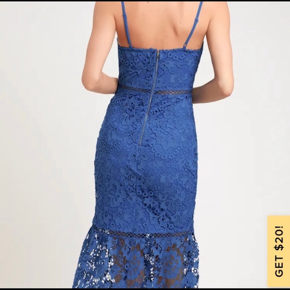 Lulus Tahlia lace Blue Midi dress size small - Picture 3 of 6